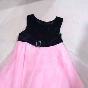 Pink and black girls party dress